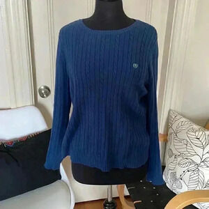 Navy blue Cable knit Izod cotton sweater medium